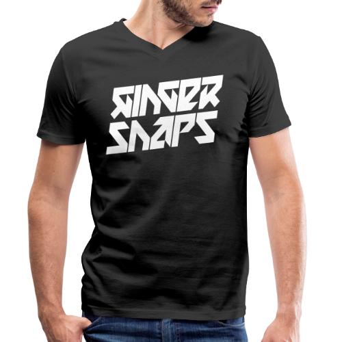Ginger Snap5 logo (two lines white) - Stanley/Stella Men's Organic V-Neck T-Shirt 