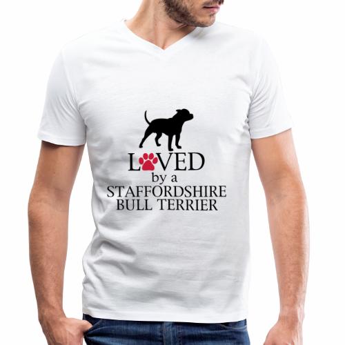 Loved Staffordshire Bull Terrier - Maglietta ecologica per uomo con scollo a V di Stanley/Stella