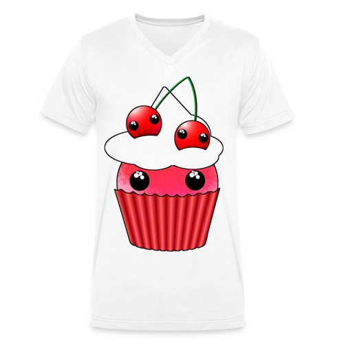Cherry Kawaii Cupcake - Stanley/Stella Men's Organic V-Neck T-Shirt 
