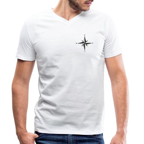 Kompas sort - Økologisk Stanley & Stella T-shirt med V-udskæring til herrer