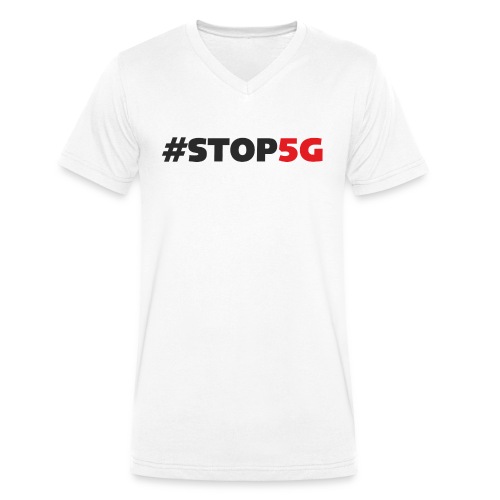 Stop5G linea logo - T-shirt ecologica da uomo con scollo a V di Stanley & Stella