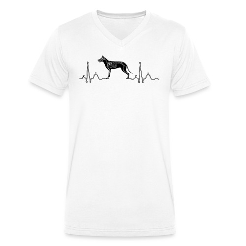 EKG z psem - Ekologiczna koszulka męska Stanley/Stella z dekoltem w serek