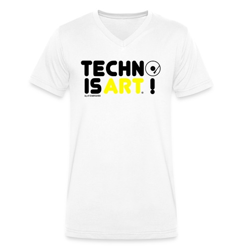 Techno is Art by 69 Starfighter Black Yellow - Mannen bio T-shirt met V-hals van Stanley & Stella