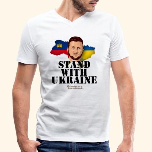 Stand with Ukraine Liechtenstein - Stanley/Stella Männer Bio-T-Shirt mit V-Ausschnitt