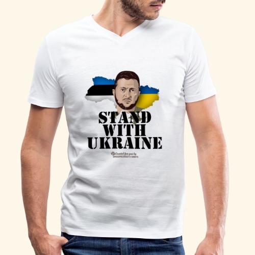 Selenskyj T-Shirt Estland Stand with Ukraine - Männer Bio-T-Shirt mit V-Ausschnitt von Stanley & Stella