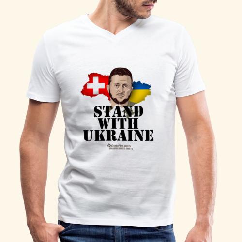 Ukraine Schweiz Unterstützer Design - Männer Bio-T-Shirt mit V-Ausschnitt von Stanley & Stella