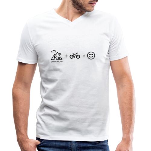 Mountains + Bike = Happiness - Men's Organic V-Neck T-Shirt by Stanley & Stella
