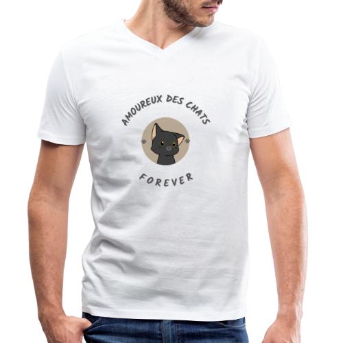 Amoureux des chats forever - T-shirt bio col V Stanley/Stella Homme