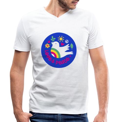 Love ans Peace / blue - Stanley/Stella Männer Bio-T-Shirt mit V-Ausschnitt