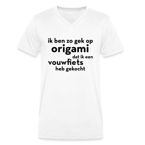 Origami - Vouwfiets - Mannen bio T-shirt met V-hals van Stanley & Stella