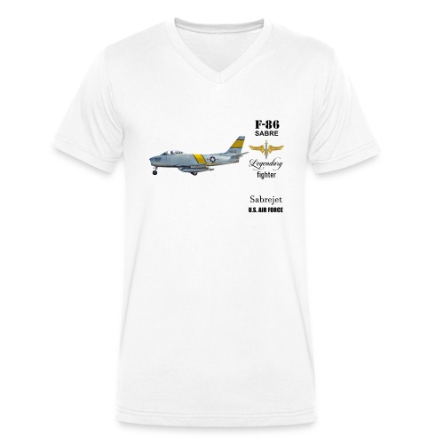 F-86 Sabre - Ekologiczna koszulka męska z dekoltem w serek Stanley & Stella