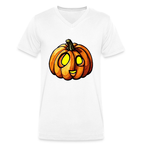 Pumpkin Halloween watercolor scribblesirii - Økologisk Stanley & Stella T-shirt med V-udskæring til herrer