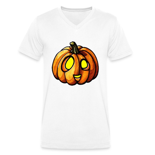 Pumpkin Halloween watercolor scribblesirii - Ekologisk T-shirt med V-ringning herr från Stanley/Stella