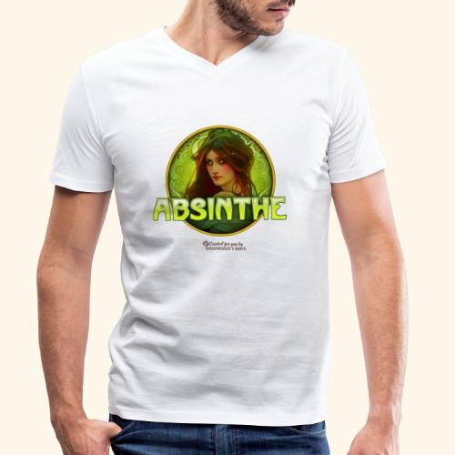 Absinthe Schriftzug Frauenkopf Juendstil - Stanley/Stella Männer Bio-T-Shirt mit V-Ausschnitt