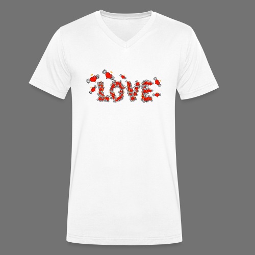 Flying Hearts LOVE - Økologisk Stanley/Stella T-shirt med V-udskæring til herrer