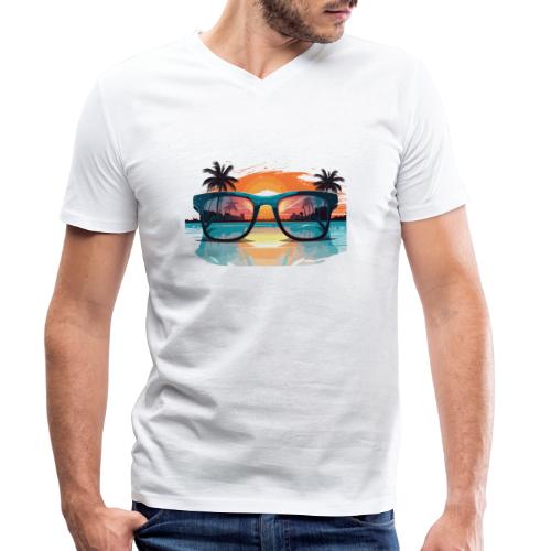 Urlaub Sonnenbrille Sonne und Palmen - Stanley/Stella Männer Bio-T-Shirt mit V-Ausschnitt
