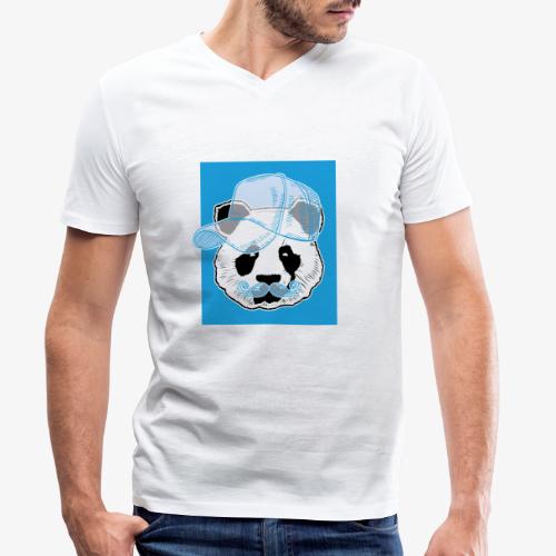 Panda - Cap - Mustache - Männer Bio-T-Shirt mit V-Ausschnitt von Stanley & Stella