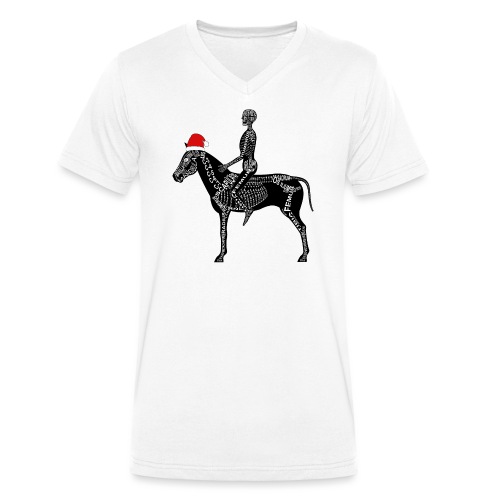 Szkieletowy jeździec z czapką Mikołaja - Ekologiczna koszulka męska Stanley/Stella z dekoltem w serek