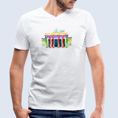 Brandenburger Tor Berlin m/w PopArt icke.shop - Männer Bio-T-Shirt mit V-Ausschnitt von Stanley & Stella