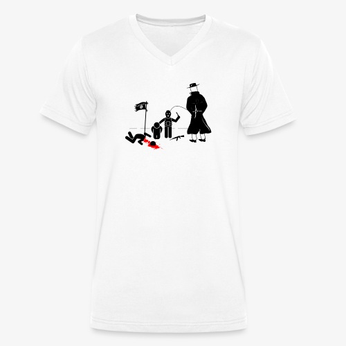 Pissing Man against terrorism - Männer Bio-T-Shirt mit V-Ausschnitt von Stanley & Stella