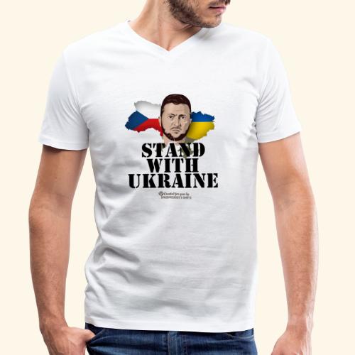 Ukraine Tschechien Unterstützer T-Shirt Design - Männer Bio-T-Shirt mit V-Ausschnitt von Stanley & Stella