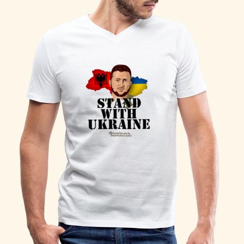 Ukraine Albania Stand with Ukraine - Stanley/Stella Männer Bio-T-Shirt mit V-Ausschnitt