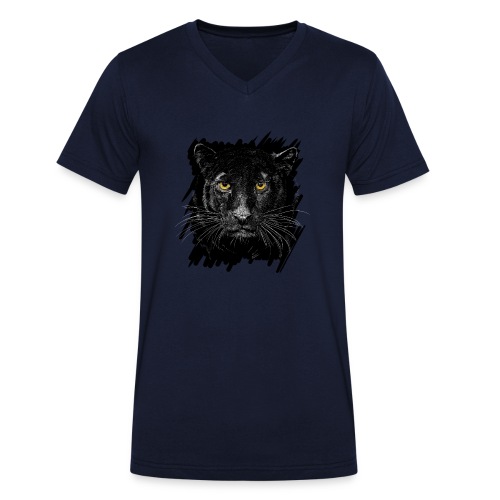 Schwarzer Panther - Stanley/Stella Männer Bio-T-Shirt mit V-Ausschnitt