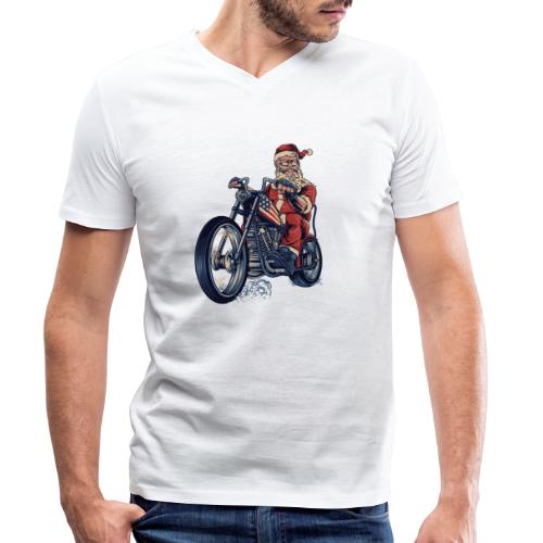 Weihnachtsmann Biker im Vintage Stil - Männer Bio-T-Shirt mit V-Ausschnitt von Stanley & Stella