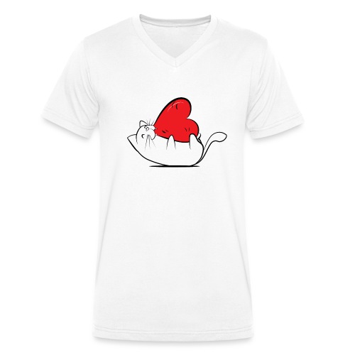 Cat Love - Mannen bio T-shirt met V-hals van Stanley & Stella
