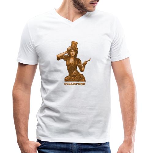 Steampunk Frau Zylinder - Männer Bio-T-Shirt mit V-Ausschnitt von Stanley & Stella