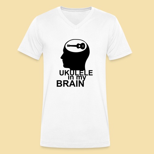 Ukulele in my brain - Ekologiczna koszulka męska z dekoltem w serek Stanley/Stella 