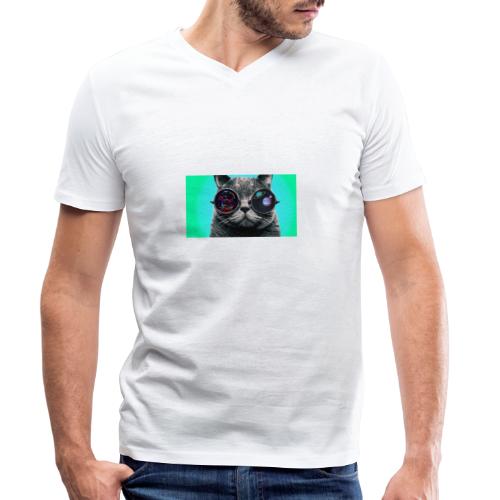 cat_glasses_trippy - Stanley/Stella Männer Bio-T-Shirt mit V-Ausschnitt