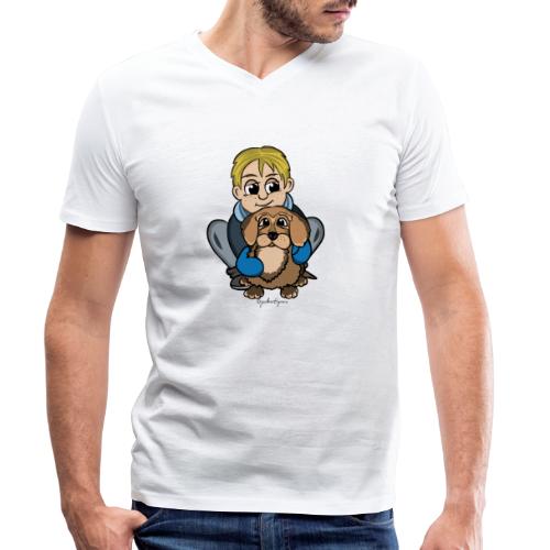 Junge mit Hund - Männer Bio-T-Shirt mit V-Ausschnitt von Stanley & Stella