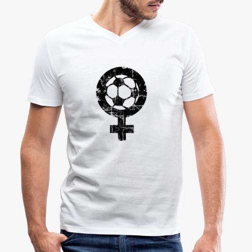 Frauenfussball Vintage zweifarbig - Männer Bio-T-Shirt mit V-Ausschnitt von Stanley & Stella