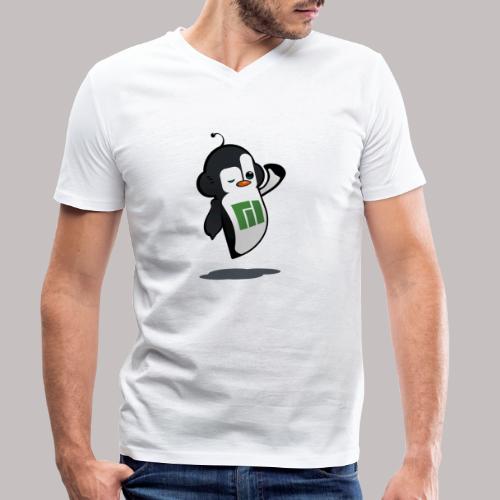Manjaro Mascot wink hello left - Men's Organic V-Neck T-Shirt by Stanley & Stella