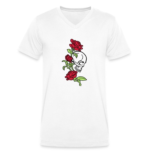 teschio e rose es123_2 - T-shirt ecologica da uomo con scollo a V di Stanley & Stella