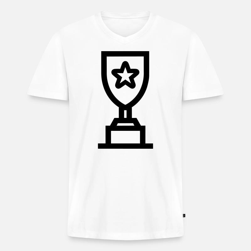 Trophäe - Männer Premium Bio T-Shirt mit V-Ausschnitt - Weiß