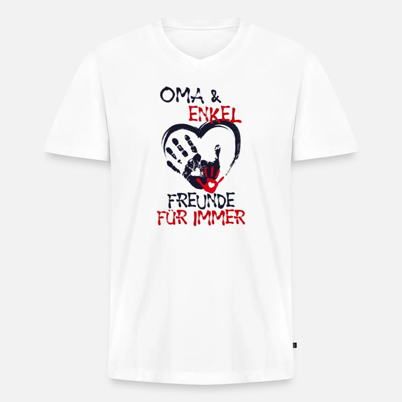 Enkel Oma Großmutter Statement Lieblingsoma - Männer Premium Bio T-Shirt mit V-Ausschnitt - Weiß