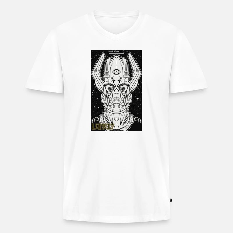 Lonely - Männer Premium Bio T-Shirt mit V-Ausschnitt - Weiß