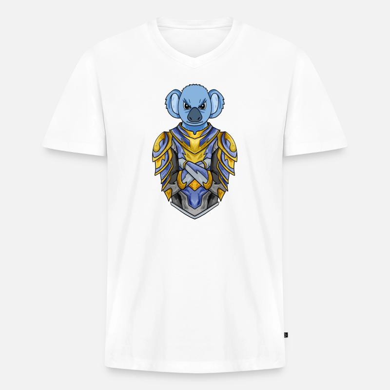 Ritter Koala Kreuzritter - Männer Premium Bio T-Shirt mit V-Ausschnitt - Weiß