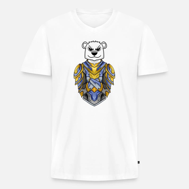 Ritter Eisbär cool Bär Polarbär - Männer Premium Bio T-Shirt mit V-Ausschnitt - Weiß