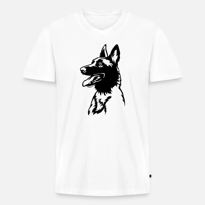 Malinois Kopf - Männer Premium Bio T-Shirt mit V-Ausschnitt - Weiß