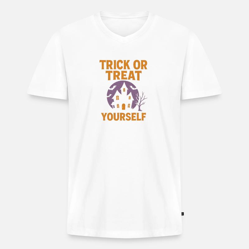 Süßes oder Saures selber - Männer Premium Bio T-Shirt mit V-Ausschnitt - Weiß