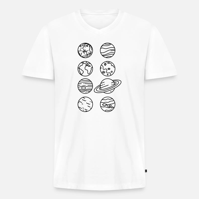 Sonnensystem Planeten – Solar System Weltraum - Männer Premium Bio T-Shirt mit V-Ausschnitt - Weiß