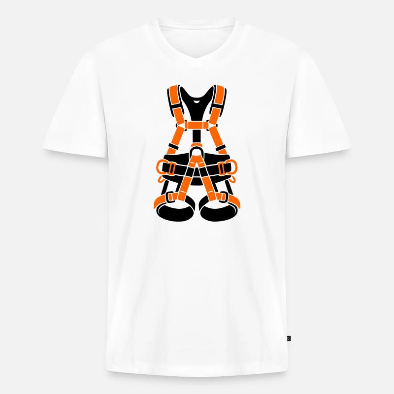 Klettergurt Baumpflege Baumkletterer Klettern - Männer Premium Bio T-Shirt mit V-Ausschnitt - Weiß