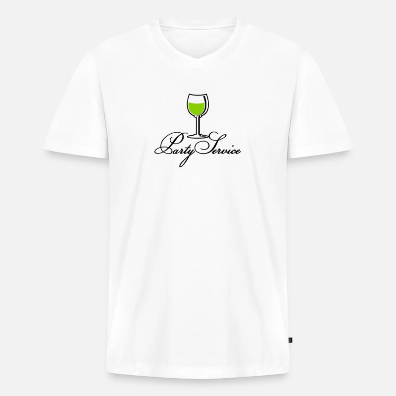 Weinglas / wine glass (a, 2c) - Männer Premium Bio T-Shirt mit V-Ausschnitt - Weiß