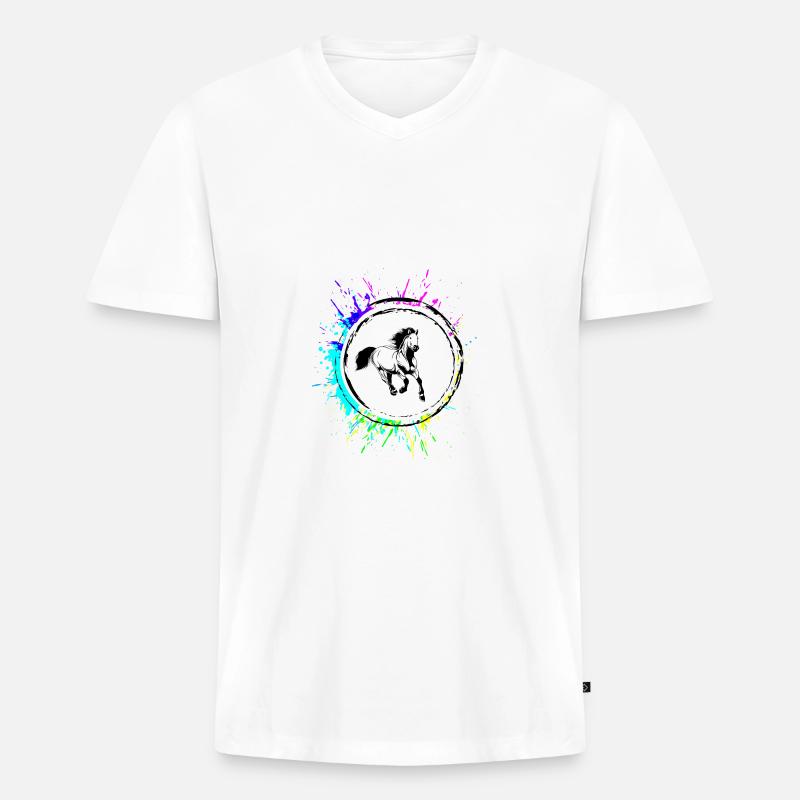 Pferd Tier - Männer Premium Bio T-Shirt mit V-Ausschnitt - Weiß