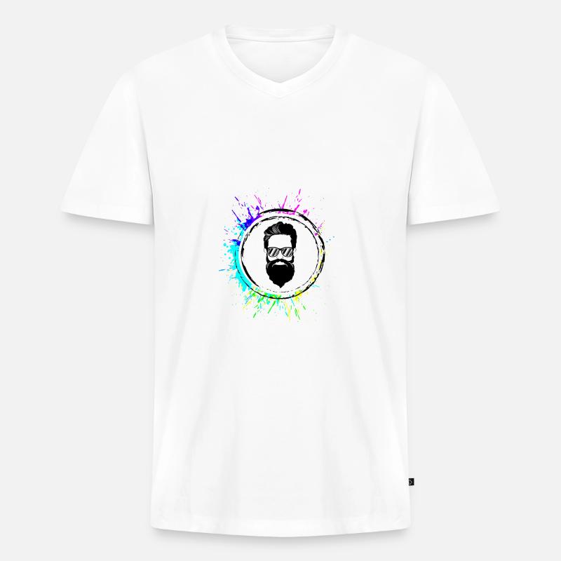 Gesicht bart symbol - Männer Premium Bio T-Shirt mit V-Ausschnitt - Weiß