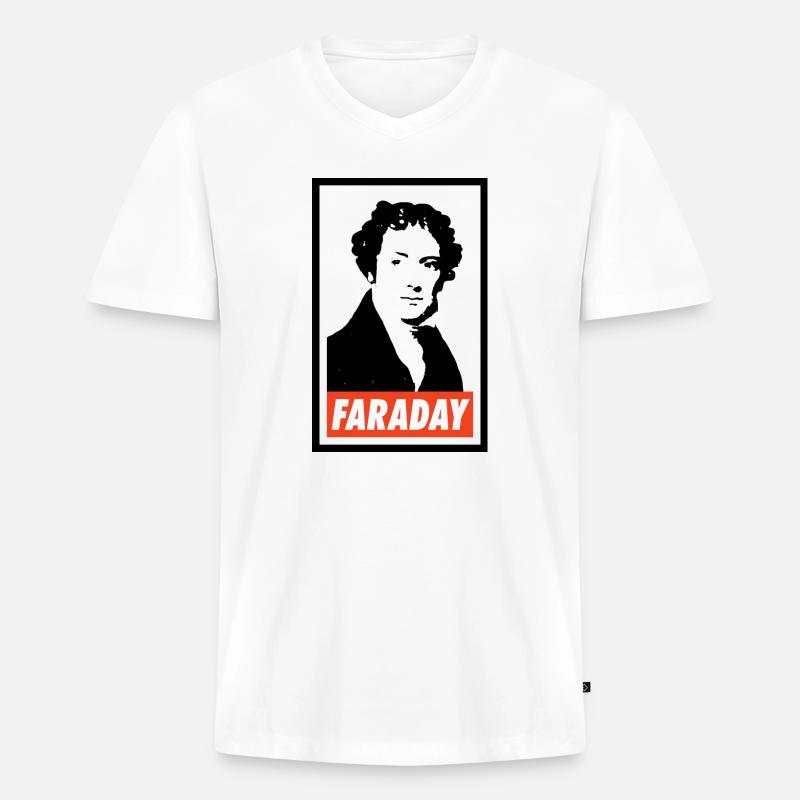 Michael Faraday - Männer Premium Bio T-Shirt mit V-Ausschnitt - Weiß