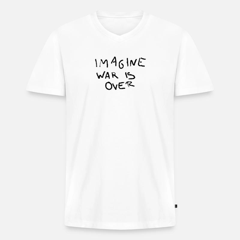 Imagine war is over - Männer Premium Bio T-Shirt mit V-Ausschnitt - Weiß
